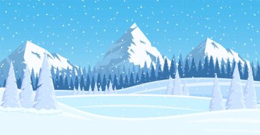 Karlı ve ağaçlı Noel manzarası