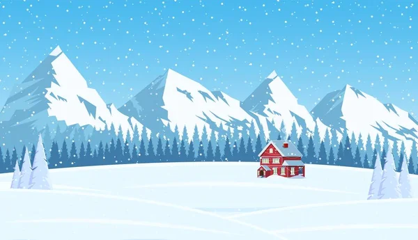 Natal paisagem fundo com neve e árvore — Vetor de Stock