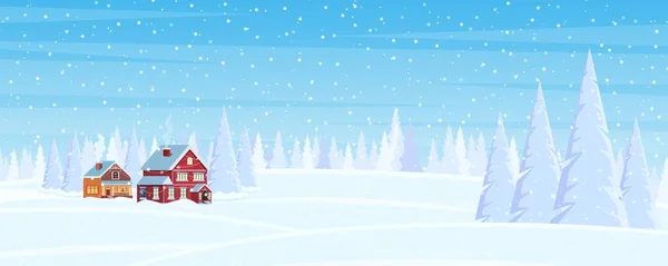 Weihnachten Landschaft Hintergrund mit Schnee und Baum — Stockvektor