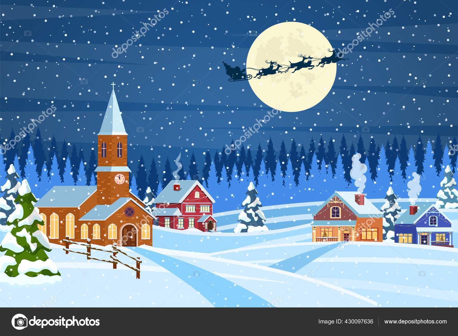 Christmas landscape background with snow and tree Stock Vector Image by  ©drogatnev #430097636