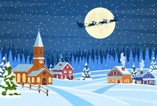 雪と木のクリスマスの風景の背景 — ストックベクタ