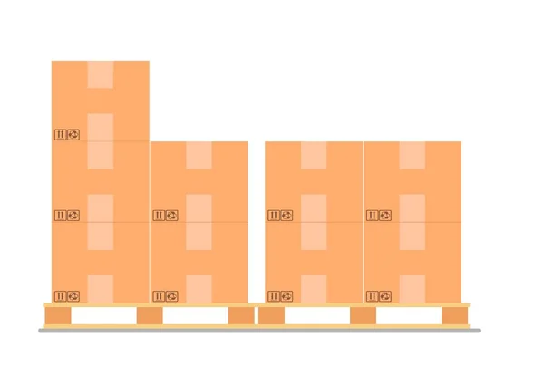 Boîtes en carton sur palette en bois. — Image vectorielle