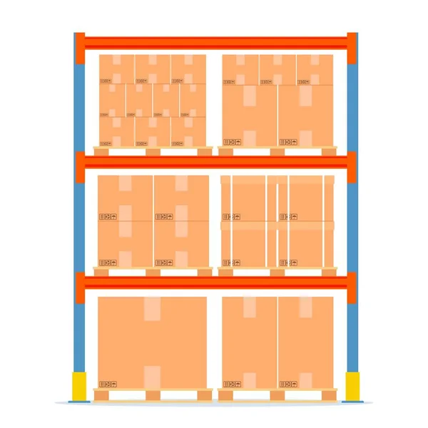 Складські полиці з коробками. Піктограма зберігання обладнання . — стоковий вектор