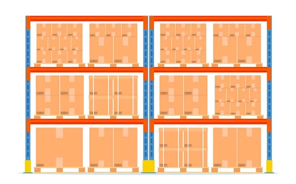 Prateleiras de armazém com caixas. Ícone de equipamento de armazenamento. — Vetor de Stock