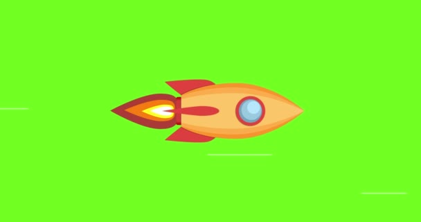 Cohete de dibujos animados nave volando — Vídeos de Stock