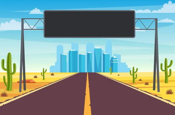 Camino en el desierto — Vector de stock