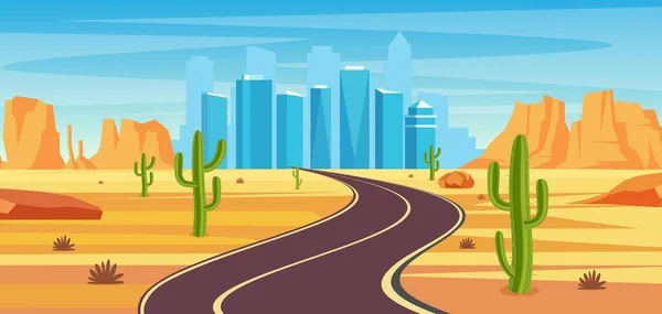 Camino en el desierto — Vector de stock