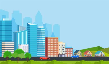 Binalarla, dağlarla dolu bir manzara