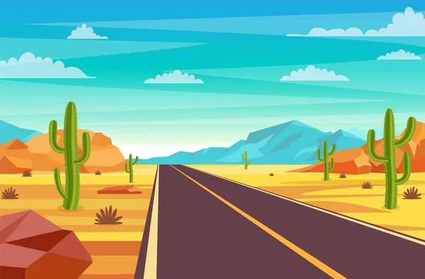 Camino en el desierto — Vector de stock