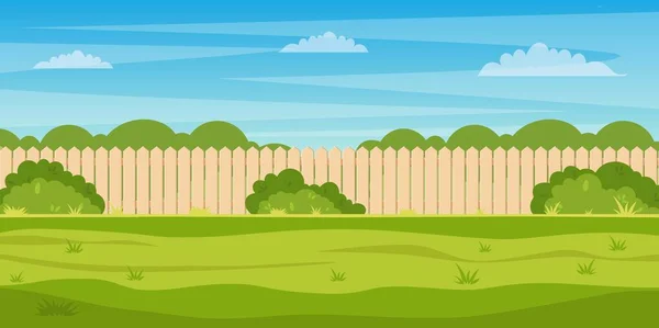 Jardin arrière-cour avec clôture en bois — Image vectorielle