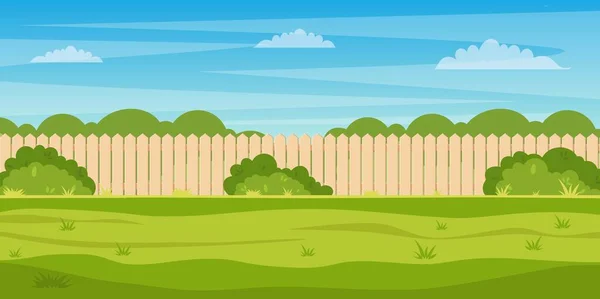 Garden backyard with wooden fence — Stock Vector