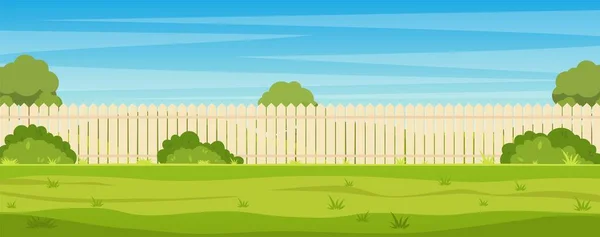 Jardin arrière-cour avec clôture en bois — Image vectorielle