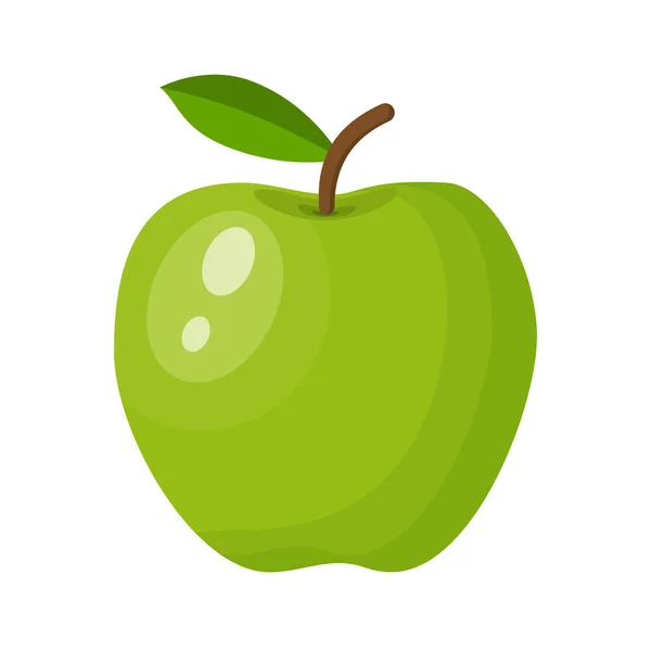 Manzana verde aislada sobre fondo blanco — Vector de stock
