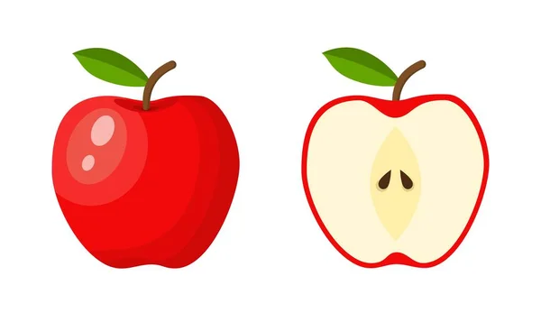 Vörös alma élelmiszer ikon. — Stock Vector