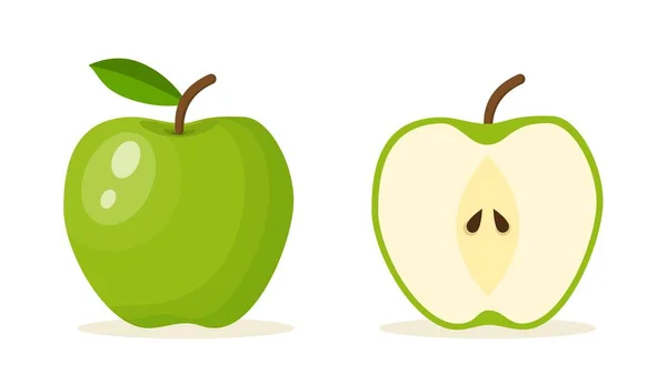 Icono de comida manzana verde. — Vector de stock