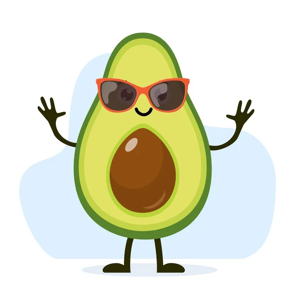 Lindo y divertido personaje de aguacate — Vector de stock