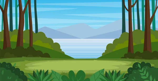 Paysage de montagne avec forêt d'été — Image vectorielle