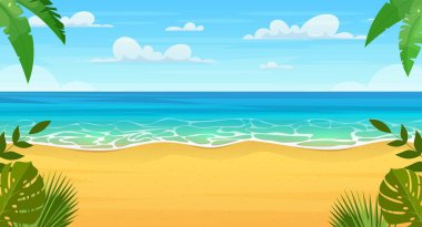 Summertime on the beach. Palms and plants around clipart