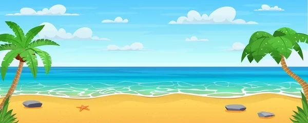 Playa de verano de dibujos animados. — Vector de stock