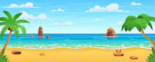 Cartoon plage d'été. — Image vectorielle