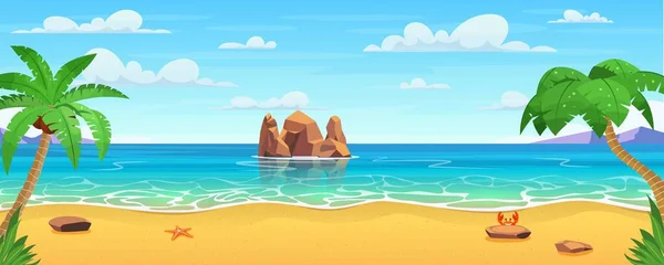 Cartoon plage d'été. — Image vectorielle