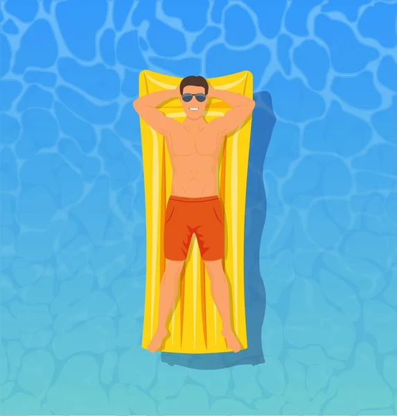 Man sunbathing top view. — Stock Vector