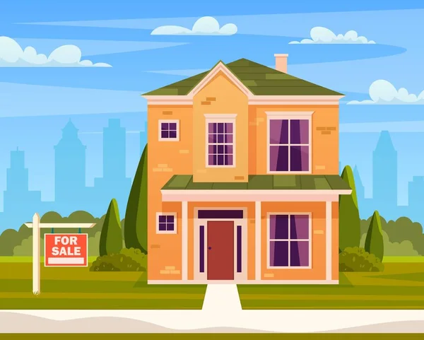 Concetto immobiliare. Casa in vendita — Vettoriale Stock