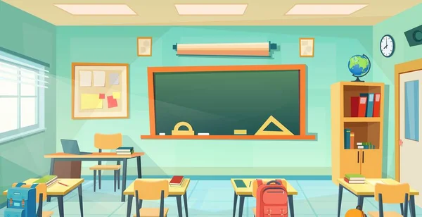 Tomma skolan klassrum i tecknad stil. — Stock vektor