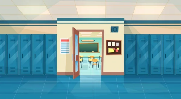 Empty School Corridor — Stock Vector