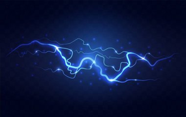 Siyah Arkaplanda Soyut Mavi Yıldırım.