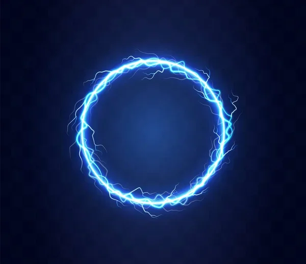 Realistic circle of thunder storm lightnings. — Stock Vector