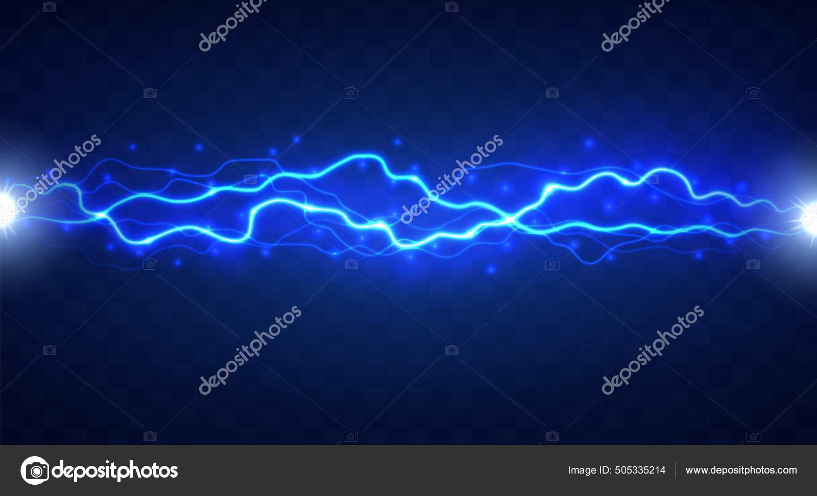 Lightning flash effect. Realistic electric lightning, Stock Vector by