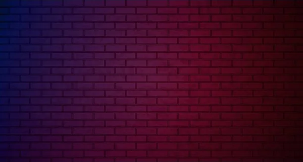 Efeito de iluminação vermelho e azul na parede de tijolo —  Vetores de Stock