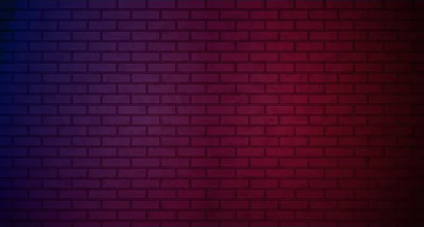 Effet d'éclairage rouge et bleu sur le mur de briques — Image vectorielle