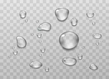 Big set of transparent drops of water. clipart