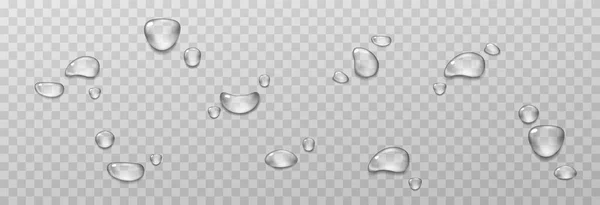 Big set of transparent drops of water. — Stock Vector