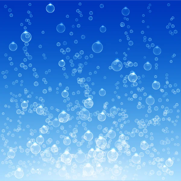 在蓝色背景上的水中气泡 — 图库矢量图片#