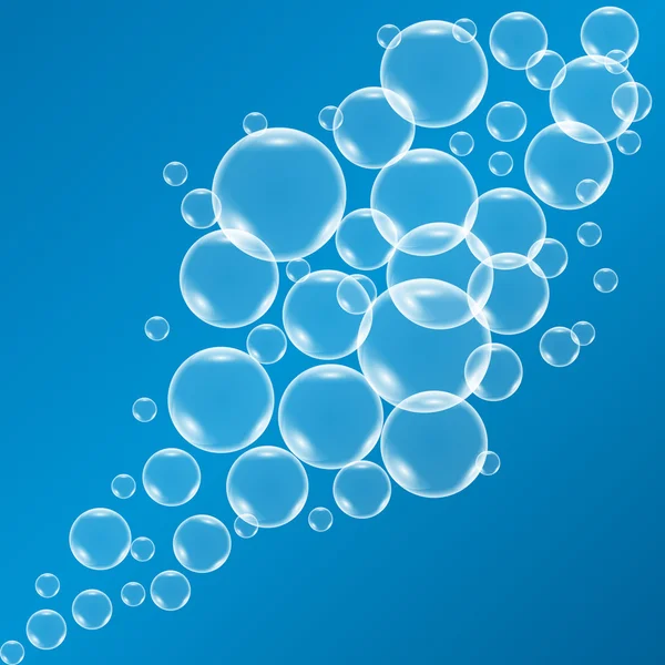 Vector shiny bubbles in blue water — Stock Vector