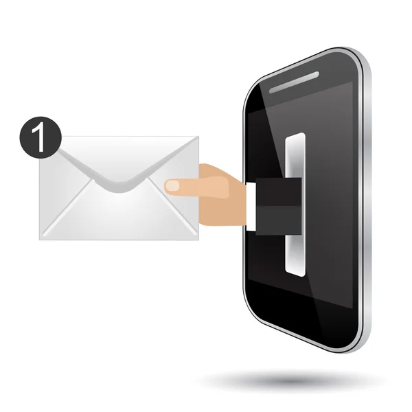 Réception de courrier par téléphone intelligent — Image vectorielle