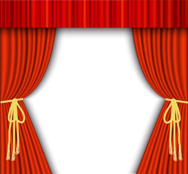 Kırmızı perde ile Tiyatro sahne. 