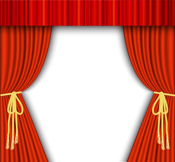 Theaterbühne mit rotem Vorhang. — Stockvektor