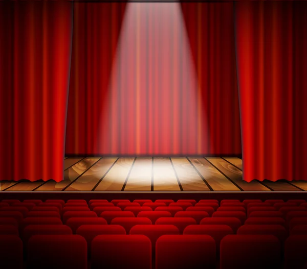 剧院舞台与一个红色的帷幕 — 图库矢量图片#