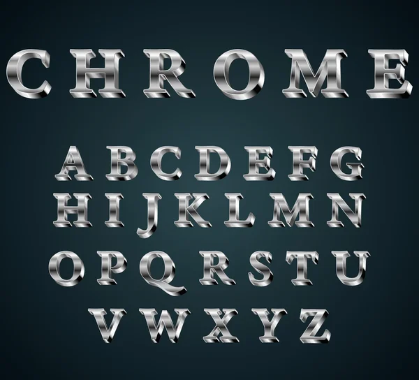 Chrome 3d 字母表. — 图库矢量图片