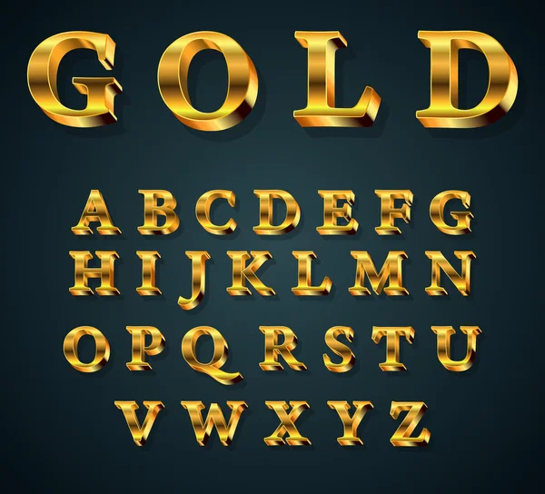 Altın 3d alfabesi.