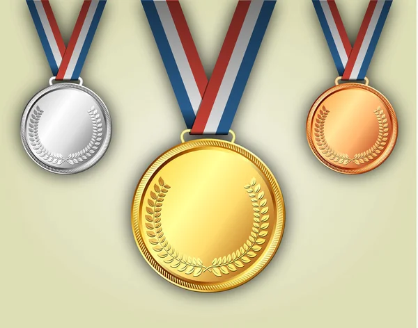 Medallas de oro y bronce en cintas — Archivo Imágenes Vectoriales