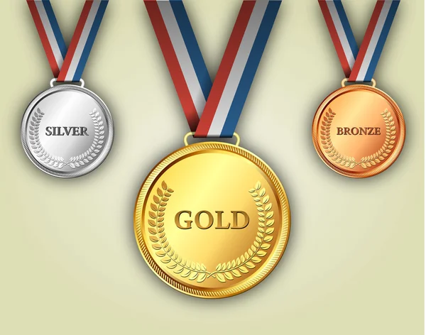 Set von Gold-, Silber- und Bronzemedaillen — Stockvektor