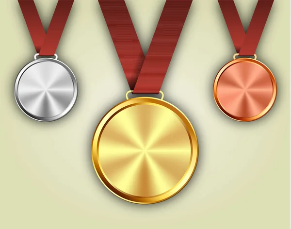 Set von Gold-, Silber- und Bronzemedaillen — Stockvektor