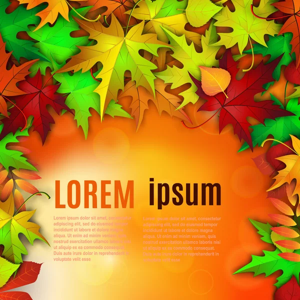 Autumn background with red and yellow leaves, — Stock Vector