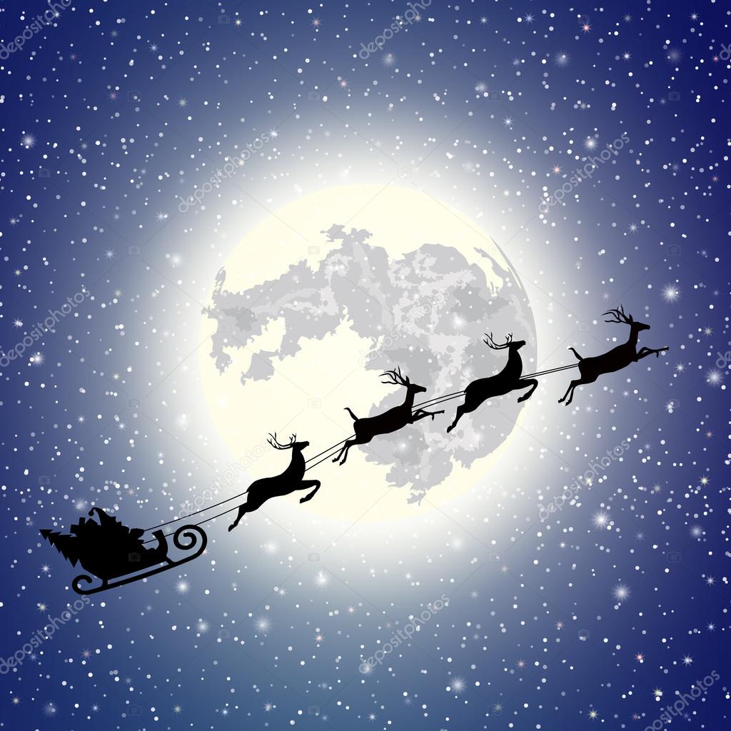 silhouette Santa Claus sleigh