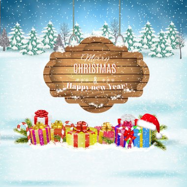 Kış arka plan ile sunar. Vektör.